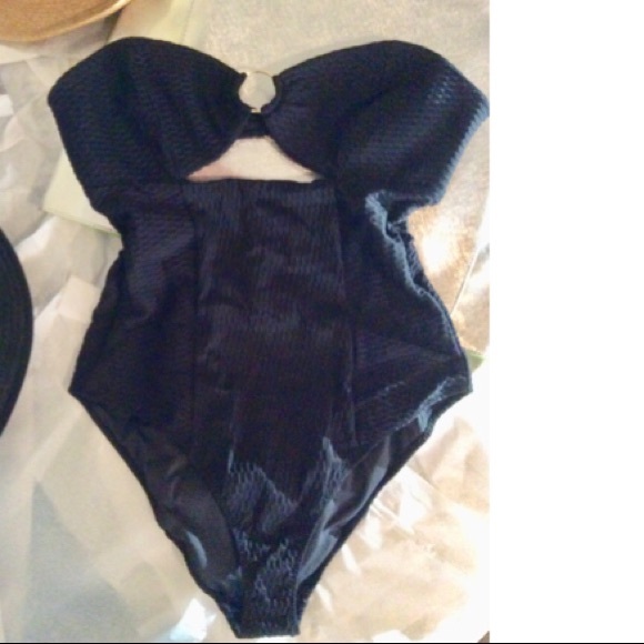 ZARA One piece Textured Bandeau Swimsuit NWT BLACK - Picture 8 of 8